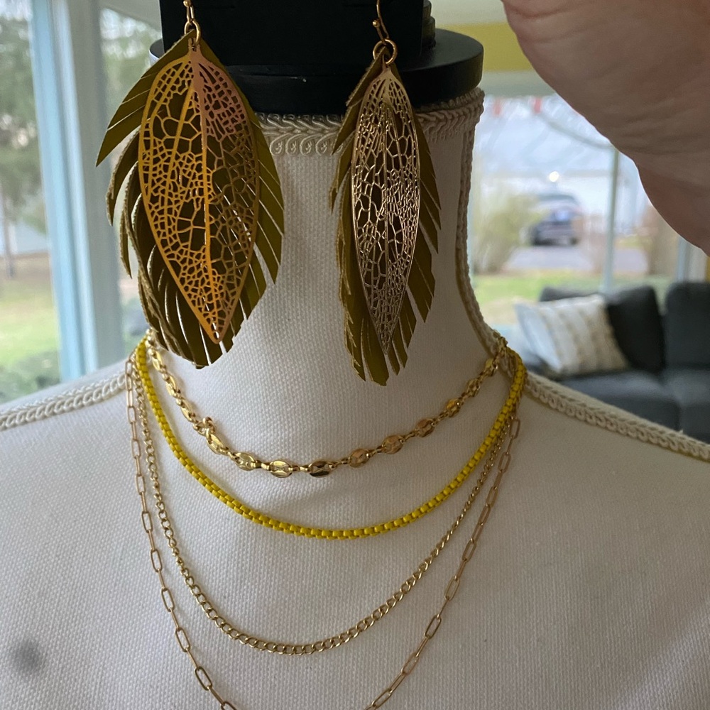 Gold and Yellow Layered Necklace Set by Nicole Miller